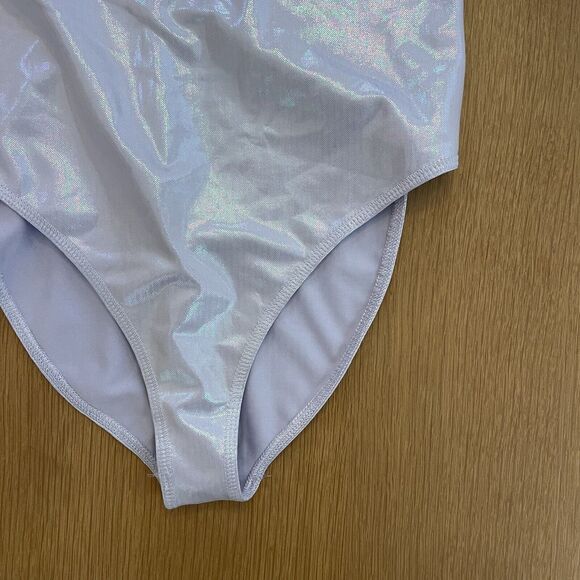 Women's Nike Revolve Size S Bodysuit GCE Iridescent Oxygen Purple Open Back - Picture 3 of 8